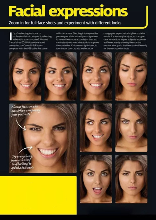 人像摄影表情大全